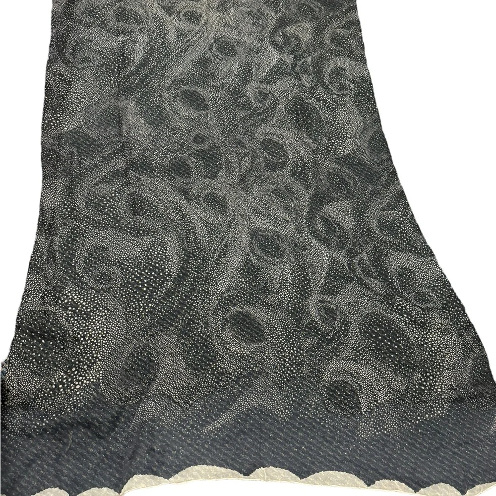Oversized sheer black scarf/shawl with very pale pink dots and detailing. GUC